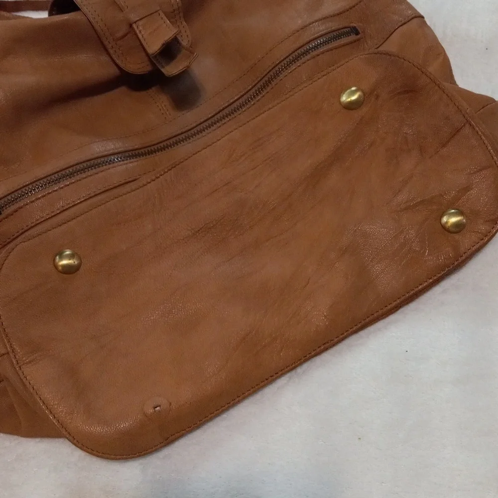 Topshop Brown Leather Hobo Shoulder Bag Slouchy Boho Tote Purse